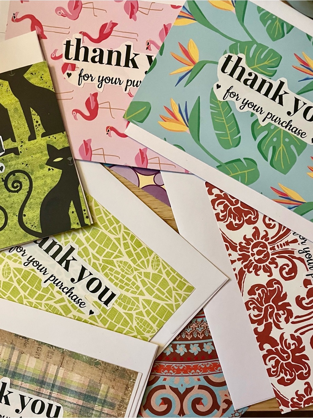 Handmade Assorted Thank You For Your Purchase Note Cards - Multicolor 10 Pack